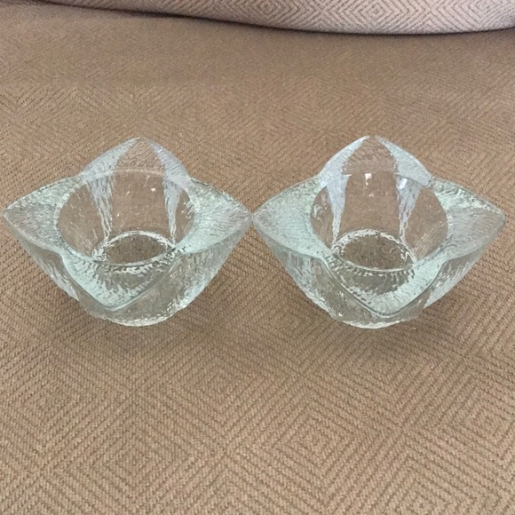 Vintage INDIANA GLASS Set of 2 Crystal Ice Candleholders - Picture 3 of 15